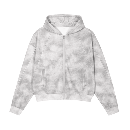 Adult Dirty Washed Boxy Zip-up