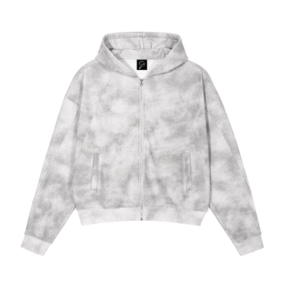 Adult Dirty Washed Boxy Zip-up