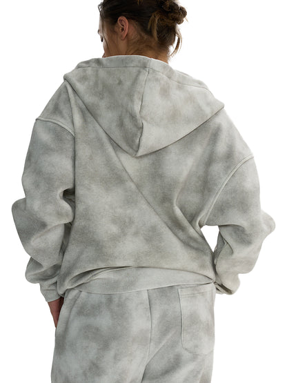 Adult Dirty Washed Boxy Zip-up