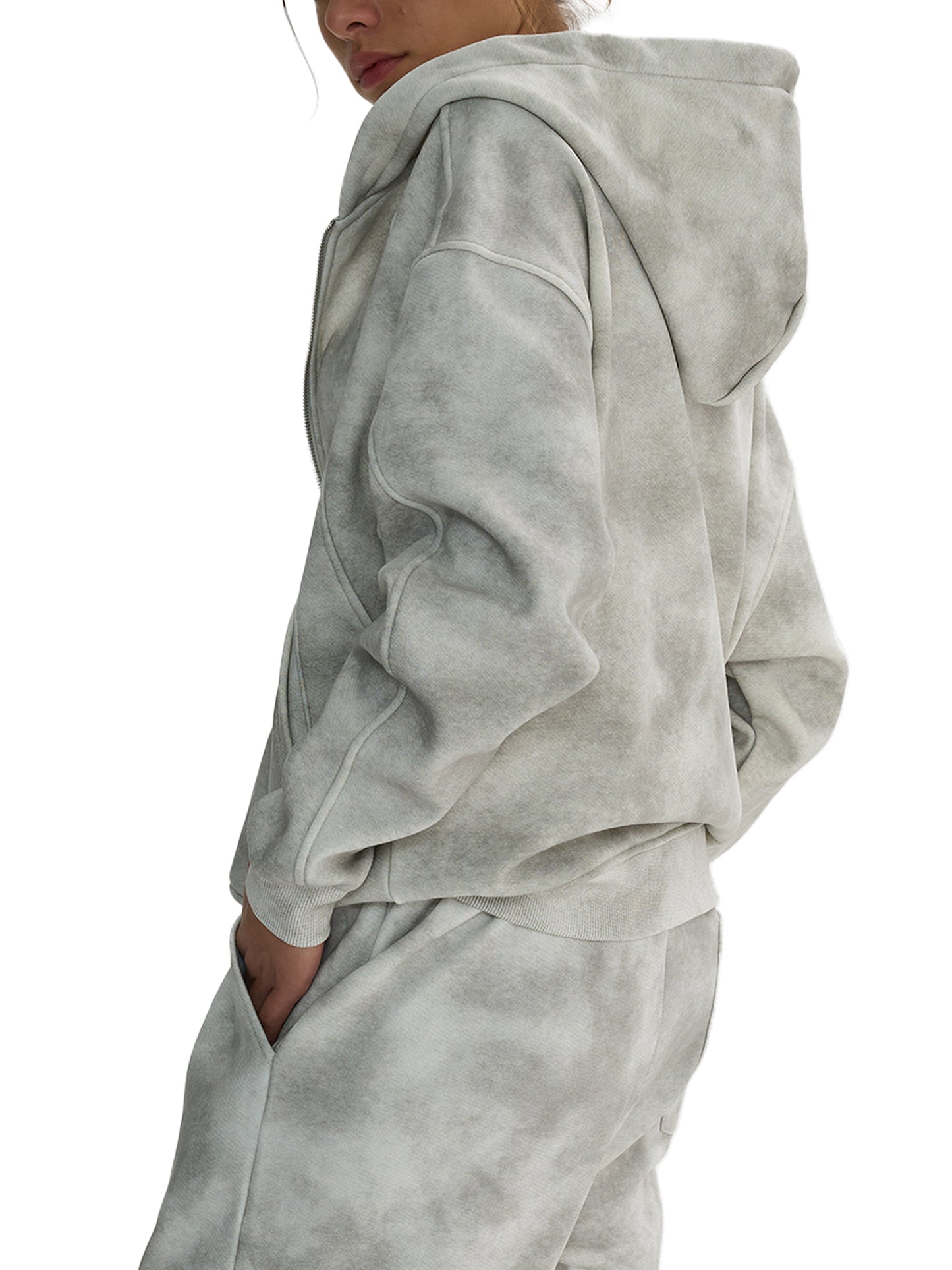 Adult Dirty Washed Boxy Zip-up