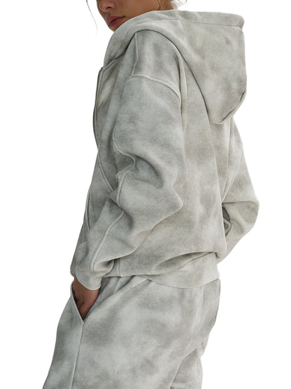 Adult Dirty Washed Boxy Zip-up