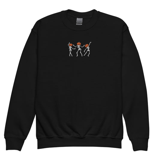 Youth Embroidered Dancing Skeletons Crewneck